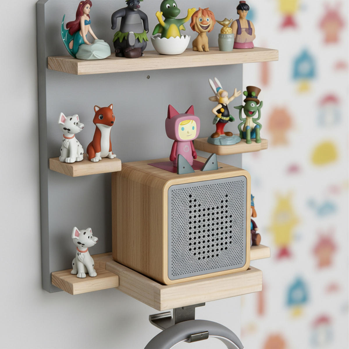 REGAL Grau Hausform für Toniebox 32 Figuren - Grau, Holz/Holzwerkstoff (28/43/17cm) - Relaxdays