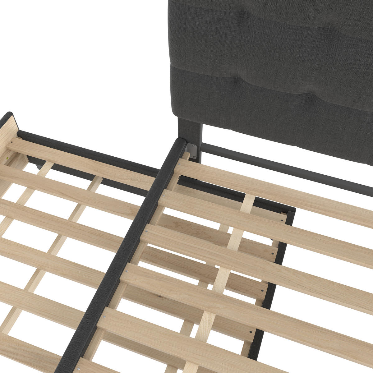 POLSTERBETT 140/200 cm grau mit ausziehbarem Bett und höhenverstellbarem Kopfteil Ohne Matratze - Grau, Textil (140/200cm) - OKWISH