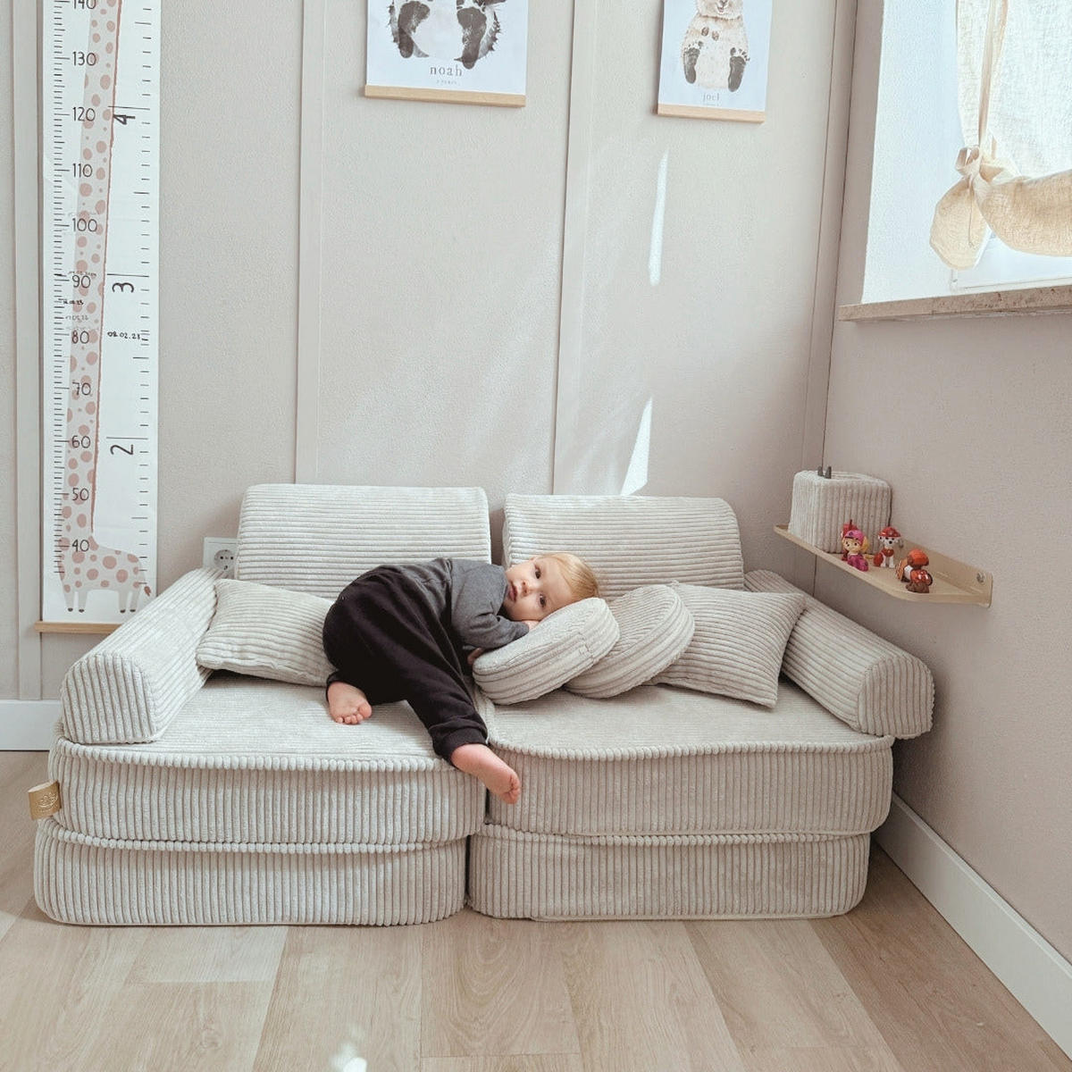 KINDERSOFA AESTHETIC 120 cm Cord Ecru 10 Stk - Beige, Textil (60/12.5/120cm) - MeowBaby