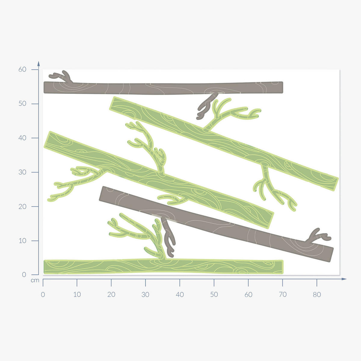 WANDAUFKLEBER 60x87cm - Pastellfarbener Wald - Multicolor, Kunststoff (60/87/0.1cm) - Wallfluent