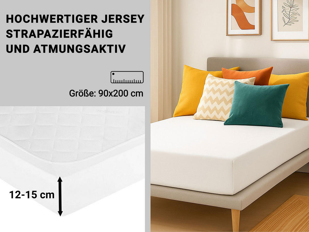 SPANNBETTLAKEN, 90x200 cm, 50% Polyester, 50% Baumwolle, Weiß - Weiß, Textil (90/200cm) - Zollner