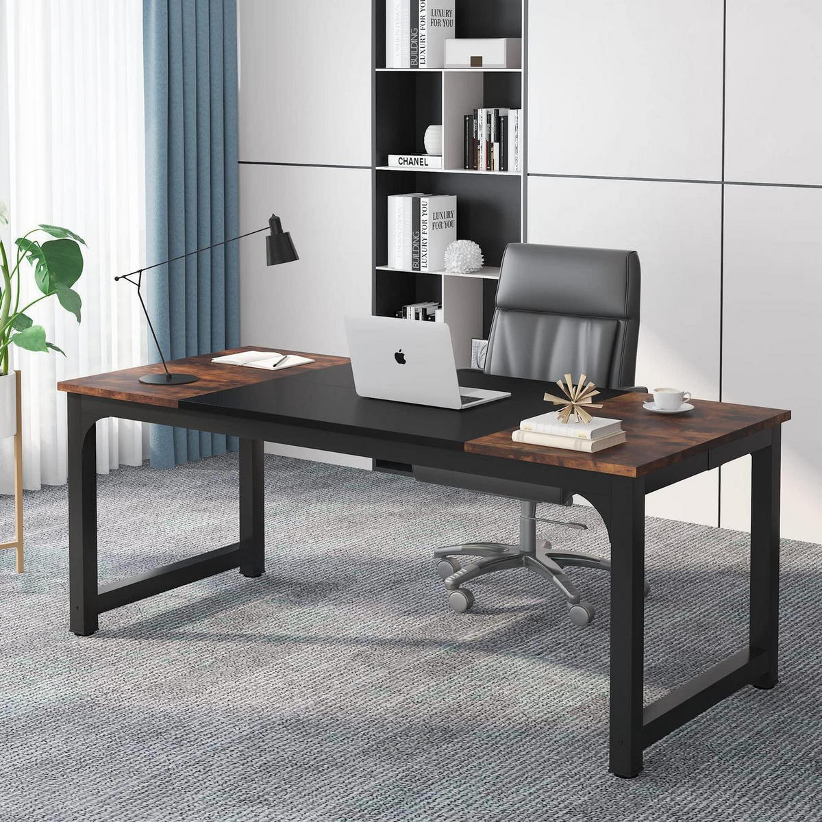 SCHREIBTISCH Computertisch 180 x 80 cm Rustikales Braun/Schwarz - Multicolor, Metall (80/160/75cm)