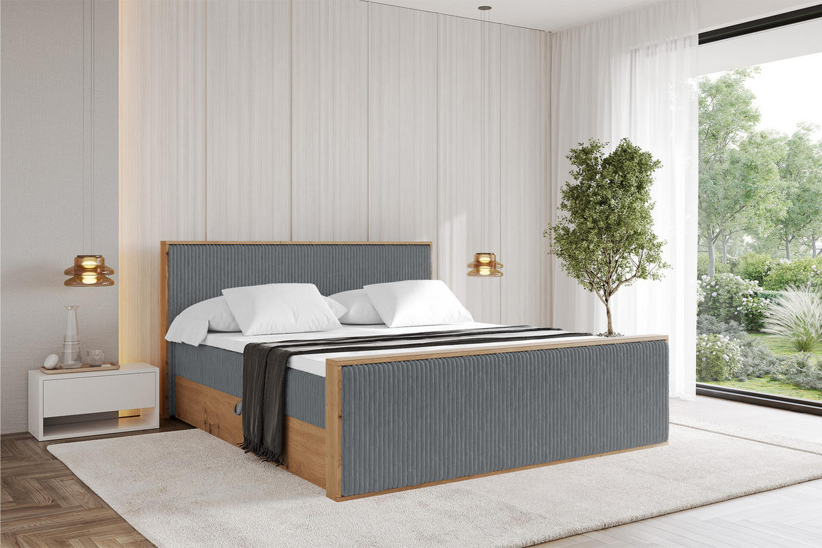 BOXBETT LOLLI9 -Z 120x200 - H3 Dunkelgrau - Dunkelgrau, Holzwerkstoff (120/200cm) - ALTDECOR