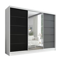 SCHWEBETÜRENSCHRANK 200 cm AURELIA 2 Farbe: Weiß, Schwarz, Graphit - Schwarz/Graphitfarben, Holzwerkstoff (200/215/60cm) - A&J MöbelLand