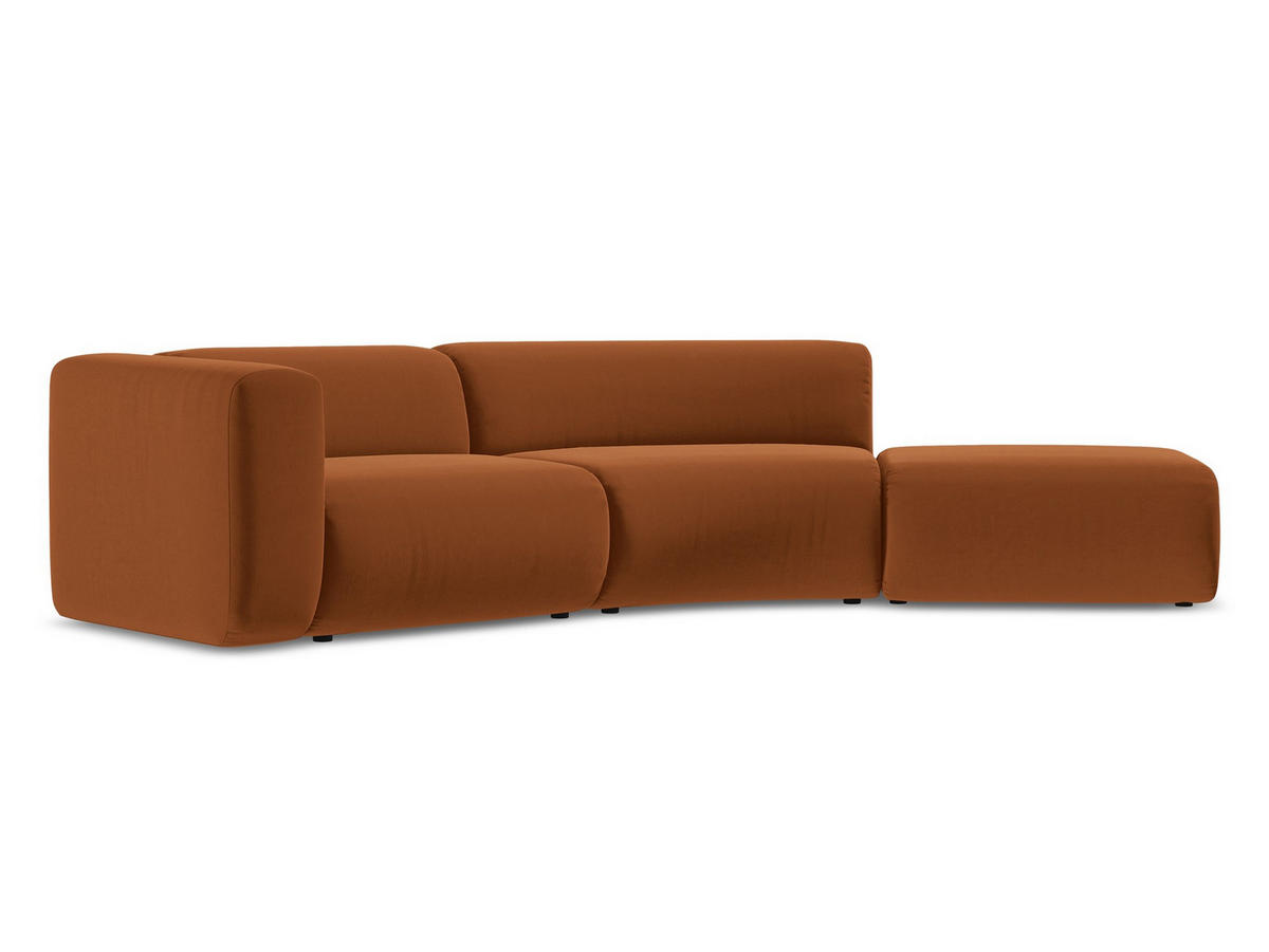 4-SITZER-SOFA Samt Stoff Orange - Terra cotta/Schwarz, Kunststoff/Textil (335/70/166cm) - Makamii
