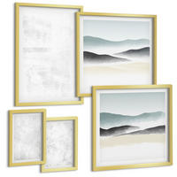 BILDER SET 5er Set - 50x50 cm & 20x30 cm & 40x60 cm Goldrahmen - Weiße Flecken auf Leinwandhintergrund - Goldfarben, Kunststoff (40/60cm) - TULUP