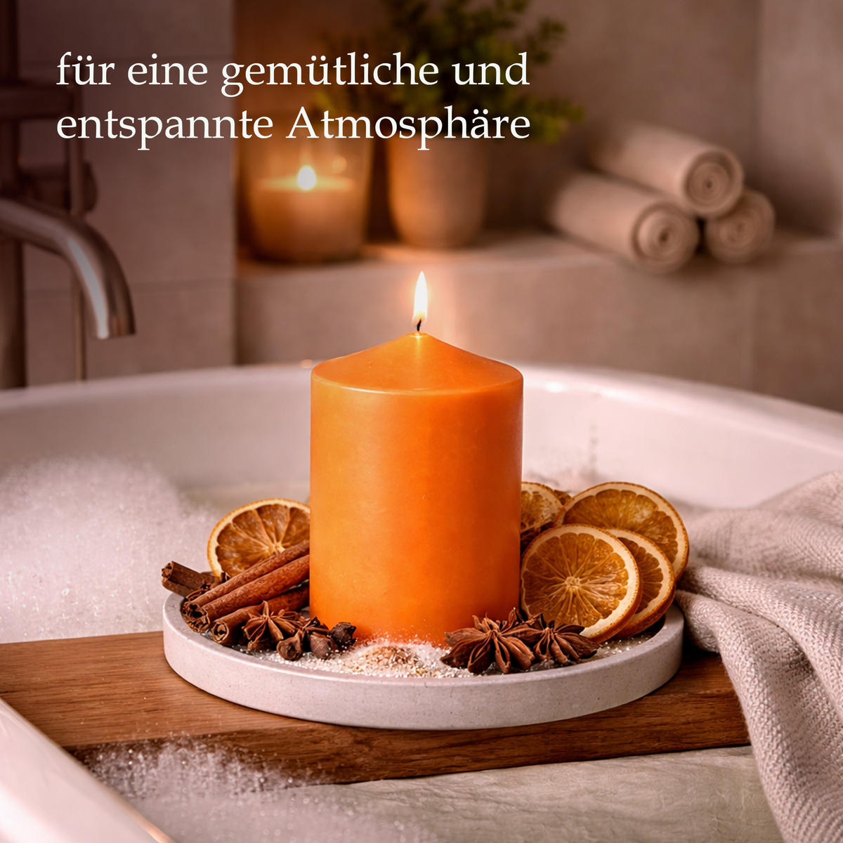 STUMPENKERZEN (2er Pack) Ø6cm x 10cm - Orange - Orange, Naturmaterialien (10cm) - HS Candle