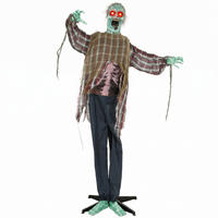 ANIMIERTER-ZOMBIE Metall Polyesterfaser Rot - Rot, Kunststoff (18/170/60cm) - HOMCOM