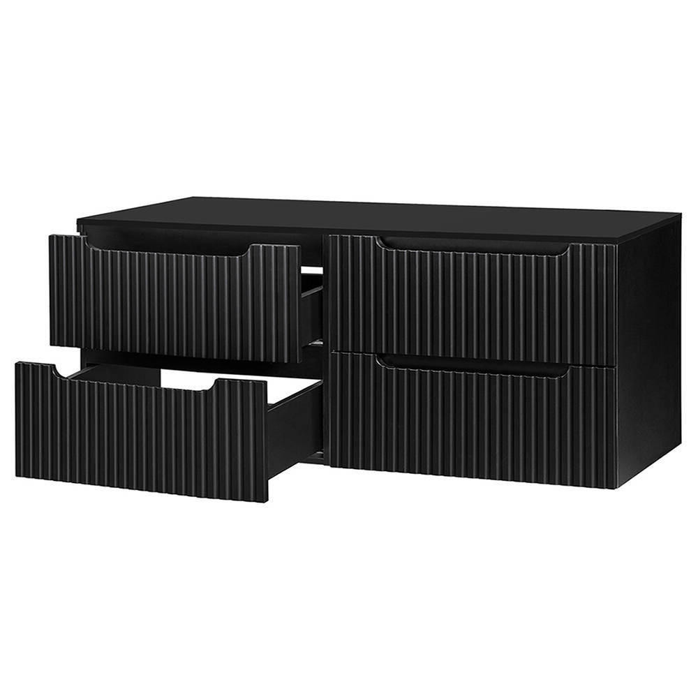 [en.casa] Waschtischunterschrank Schwarz 161x60x40 cm
