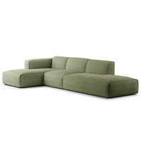 ECKSOFA mit Chaiselongue - Schwarz/Grün, Kunststoff/Textil (290/173cm) - home24