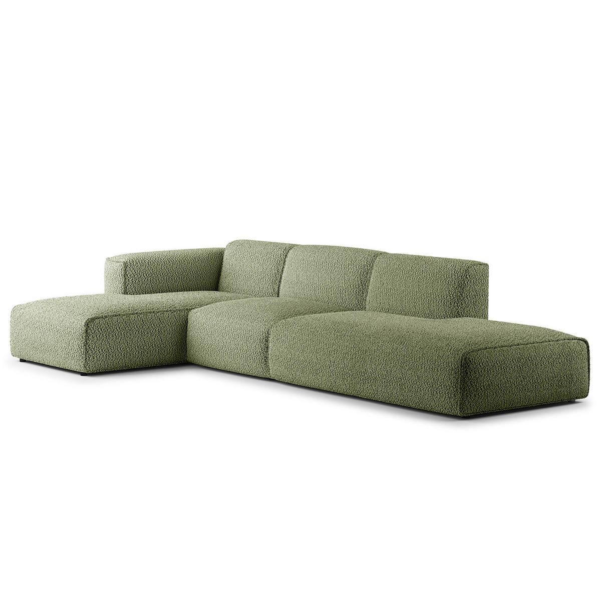 ECKSOFA mit Chaiselongue - Schwarz/Grün, Kunststoff/Textil (290/173cm) - home24