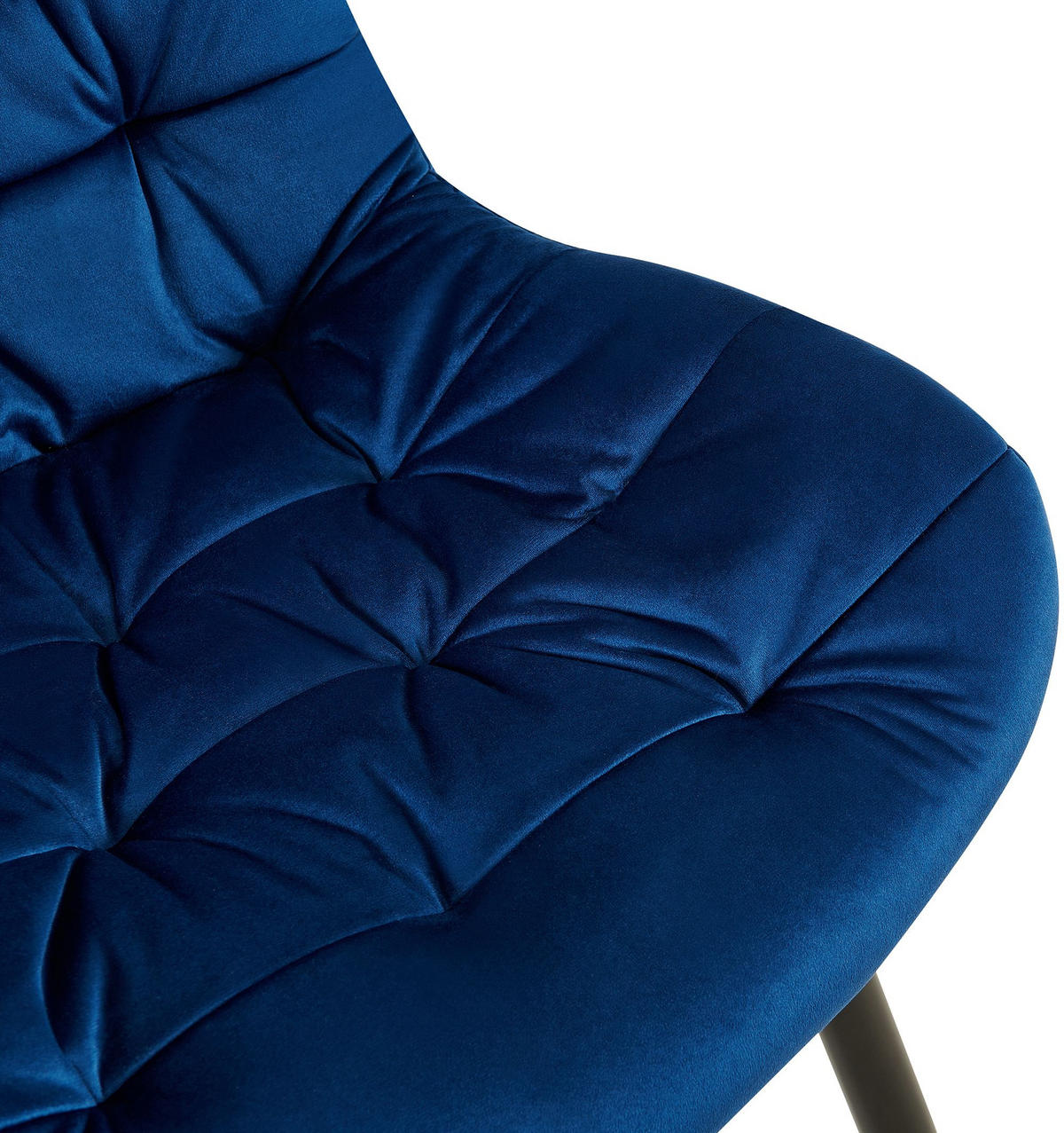 ESSZIMMERSTUHL Samt dunkelblau - Schwarz/Dunkelblau, Textil/Metall (56/85/63cm) - CLP