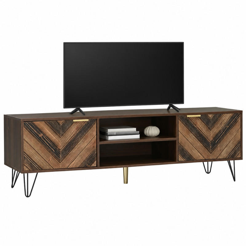 Beauniv Tv-Lowboard Braun 38x48x155 cm