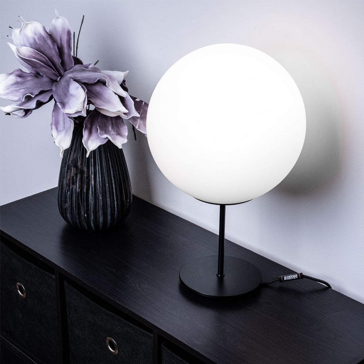 LED TISCHLEUCHTE Metall Schwarz - Schwarz, Glas (25/25/41.5cm)