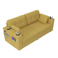 2-SITZER-SOFA aus Chenille 172x75x82 cm in Senfgelb mit USB & Stauraumschubladen - Gelb, Textil (75/82/172cm) - Modfu