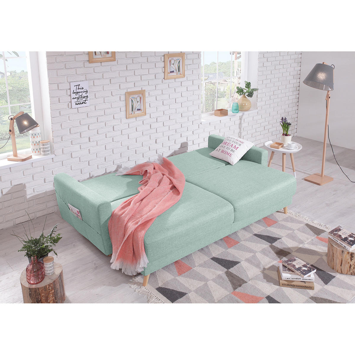 3-SITZER SOFA - Grau, Holz (220/90/90cm) - home24