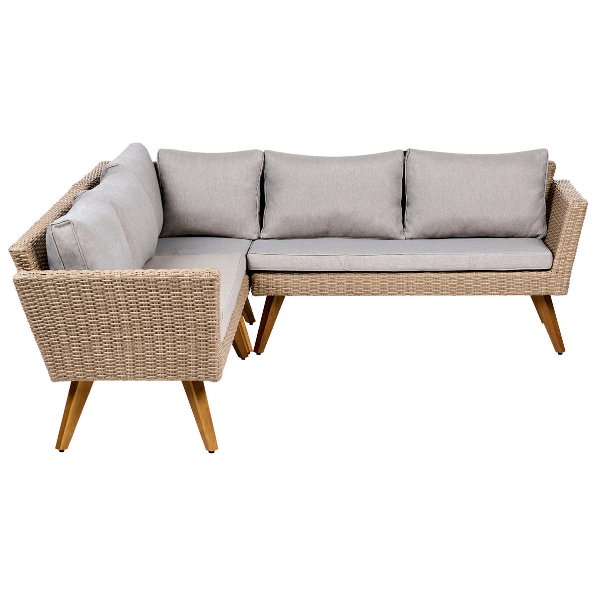 GARTEN-ECKSOFA mit Tisch 6-Sitzer Polyrattan Grau Vittoria - Dunkelgrau/Braun, Kunststoff - Beliani