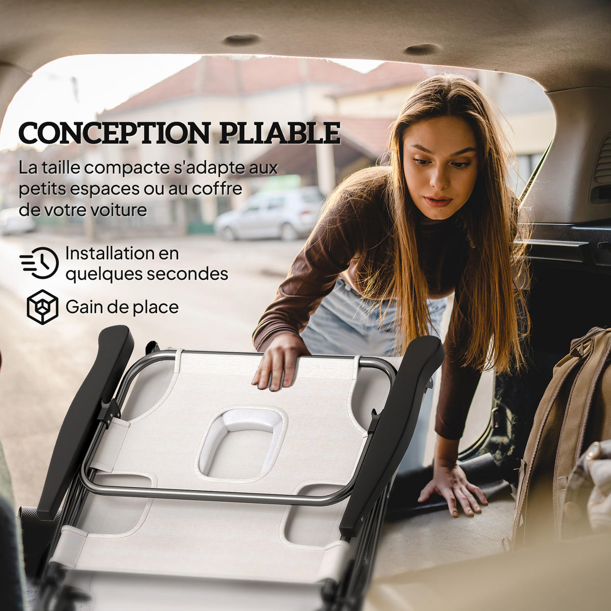SONNENLIEGE DE-15633 klappbar, 4-fach verstellbar, mit Leseöffnung Creme - Creme, Metall (72/89/145cm) - ComfortXL
