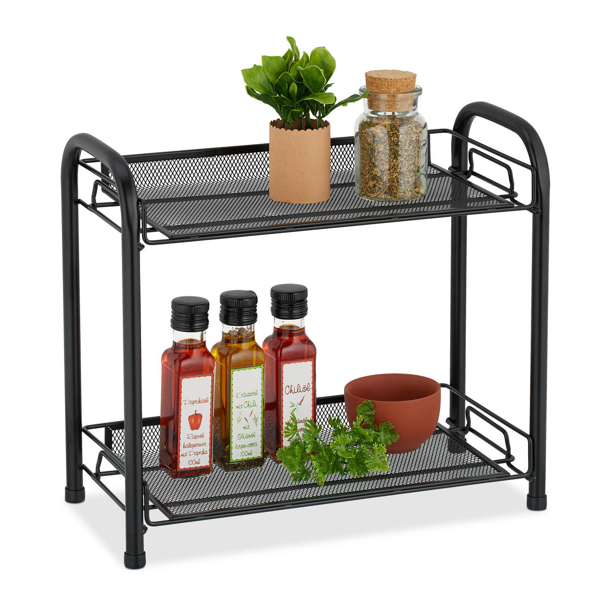 GEWÜRZREGAL - Schwarz, Kunststoff/Metall (37/32/17cm) - Relaxdays