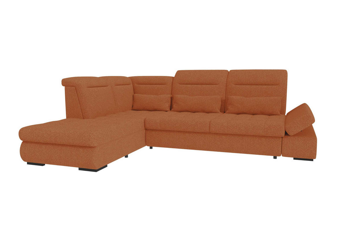 ECKSOFA Toscana Strukturstoff inkl. Schlaffunktion - Rostfarben, Textil (227/279cm) - 99rooms