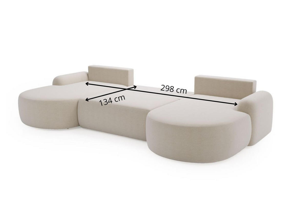 ECKSOFA Aurio U Bouclé-Stoff Weiß - Schwarz/Weiß, Kunststoff/Textil (347/177cm) - Graingold