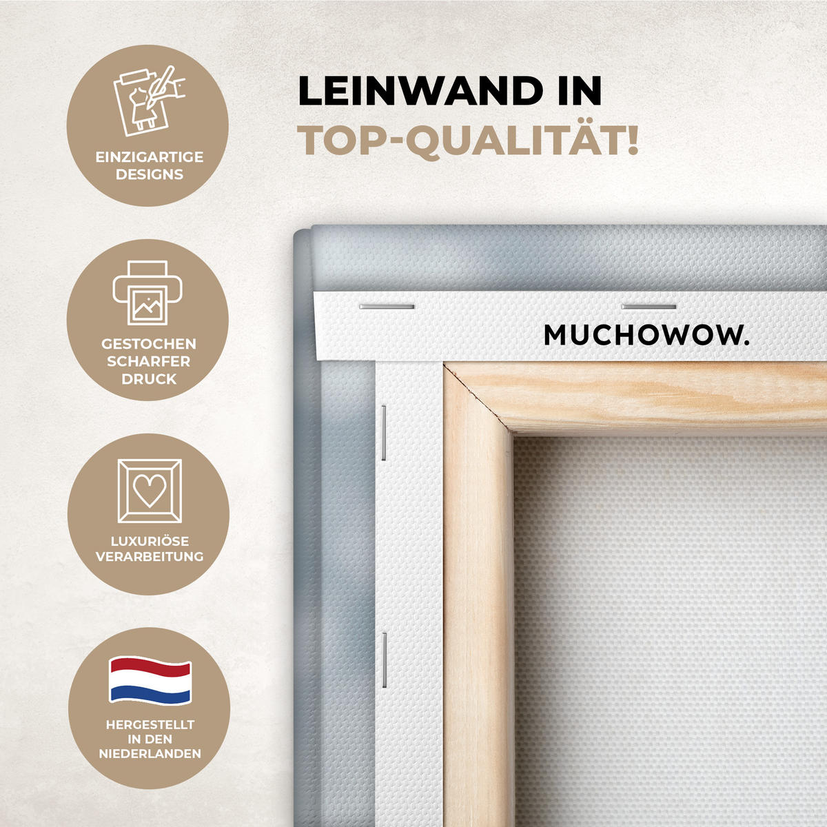 LEINWANDBILD Hirsche - Tiere - Landschaft - Winter - Schnee 80x120 cm - Kastanienfarben, Textil (80/120cm) - MuchoWow