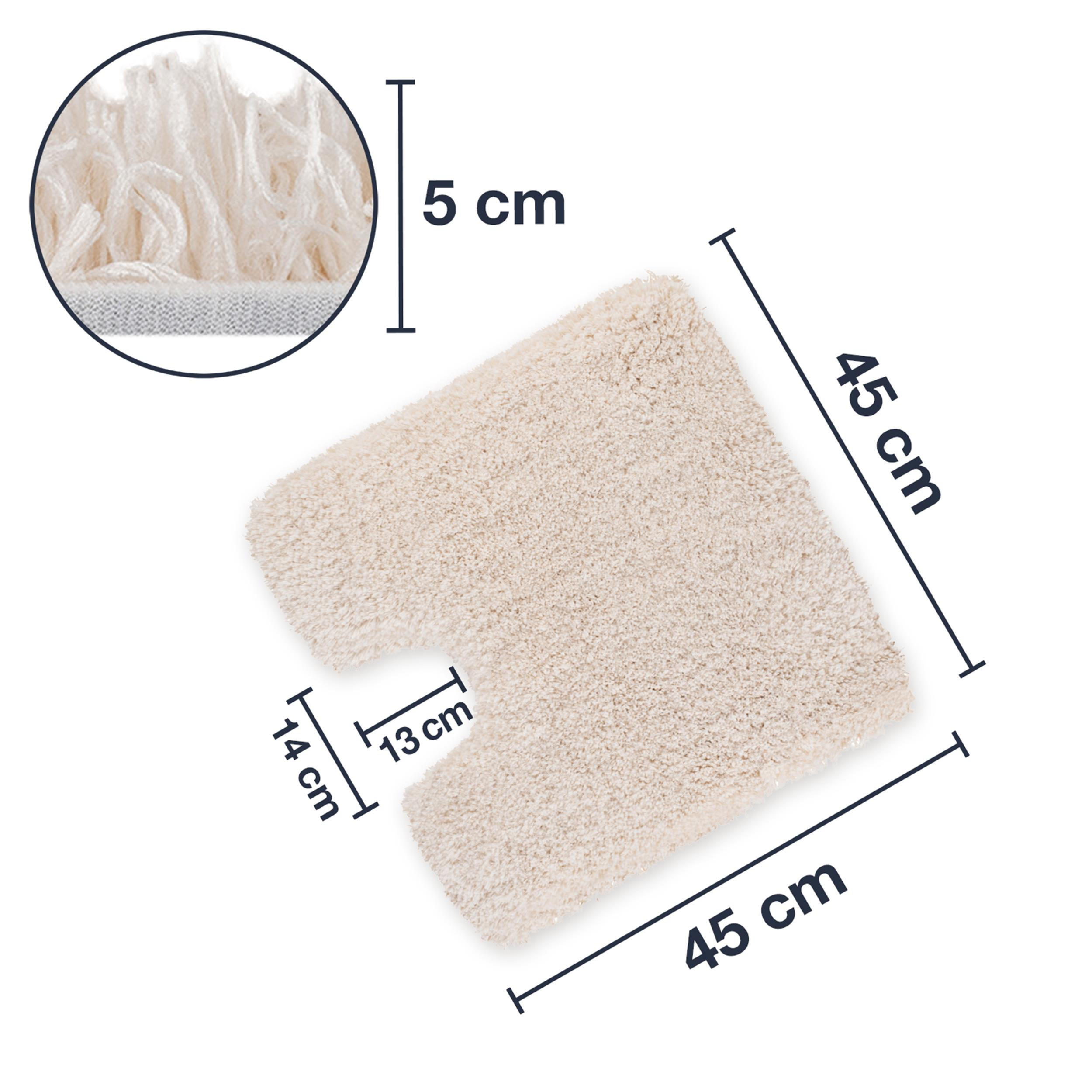 BADTEPPICH MIT WC AUSSCHITT VIENNA - Creme, Textil (45/45cm) - WohnDirect