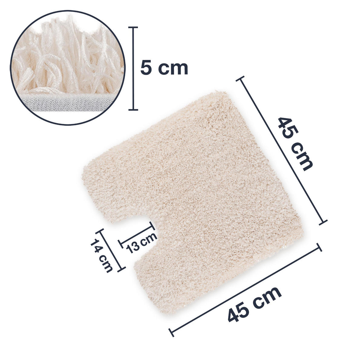BADTEPPICH MIT WC AUSSCHITT VIENNA - Creme, Textil (45/45cm) - WohnDirect