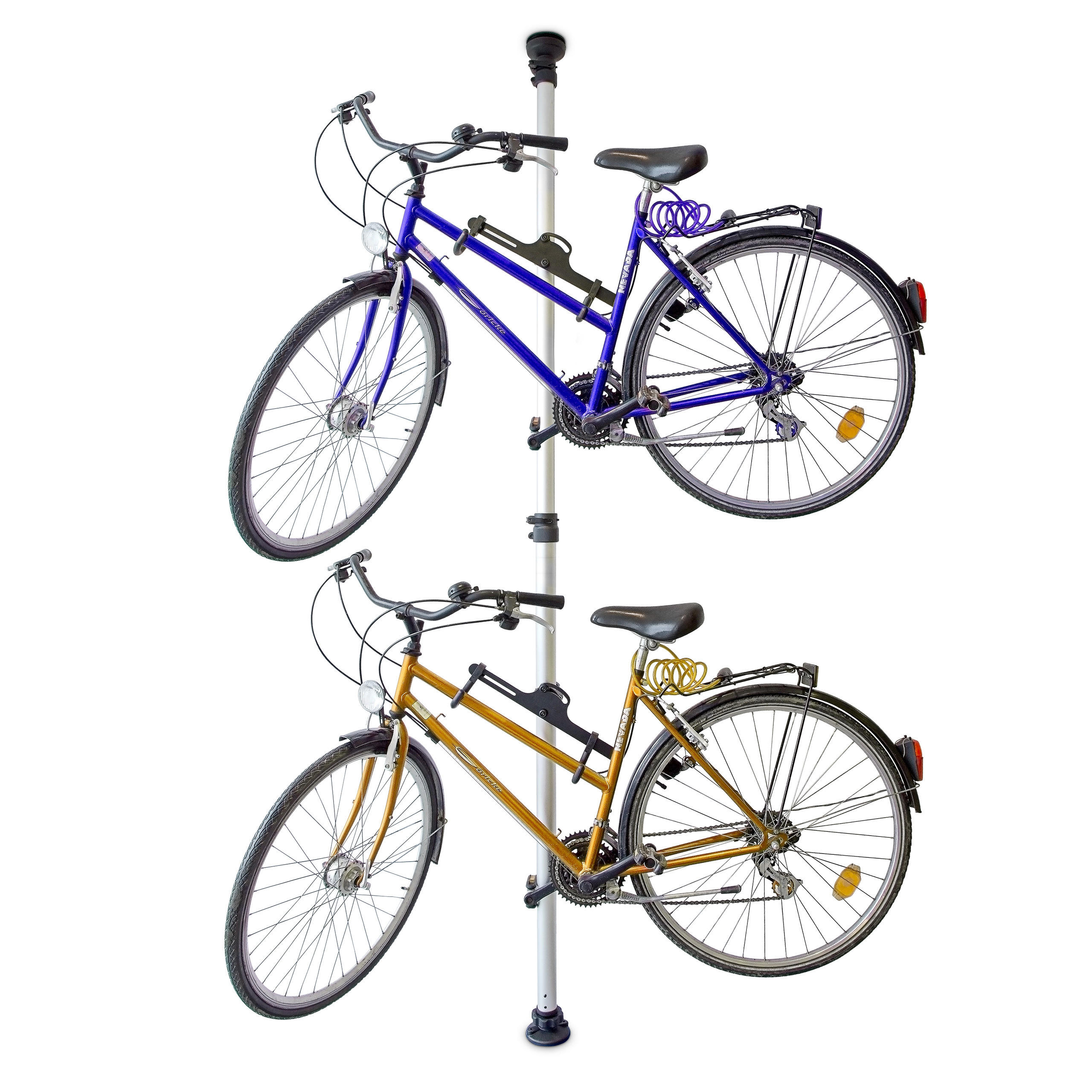 FAHRRADHALTERUNG Silber Teleskop für 2 Fahrräder - Silberfarben, Kunststoff/Textil (30/340/5cm) - Relaxdays