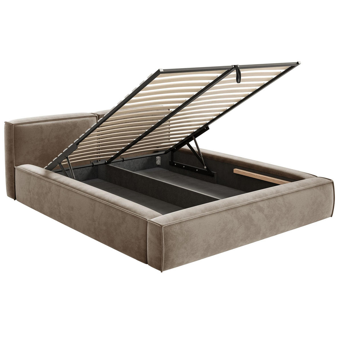 POLSTERBETT Tilves Slim Hellbraun 140x200 cm - Hellbraun/Schwarz, Kunststoff/Textil (140/200cm) - Selsey