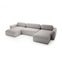 WOHNLANDSCHAFT mit Schlaffunktion Thekla U, Hellgrau - Hellgrau, Textil (366/70/150cm) - Fedve