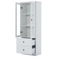 VITRINE, LED, 2 Schubladen, USB, Flügeltüren, Weiß, 165cm - Weiß, Holzwerkstoff (35.5/165/60cm) - FLIEKS