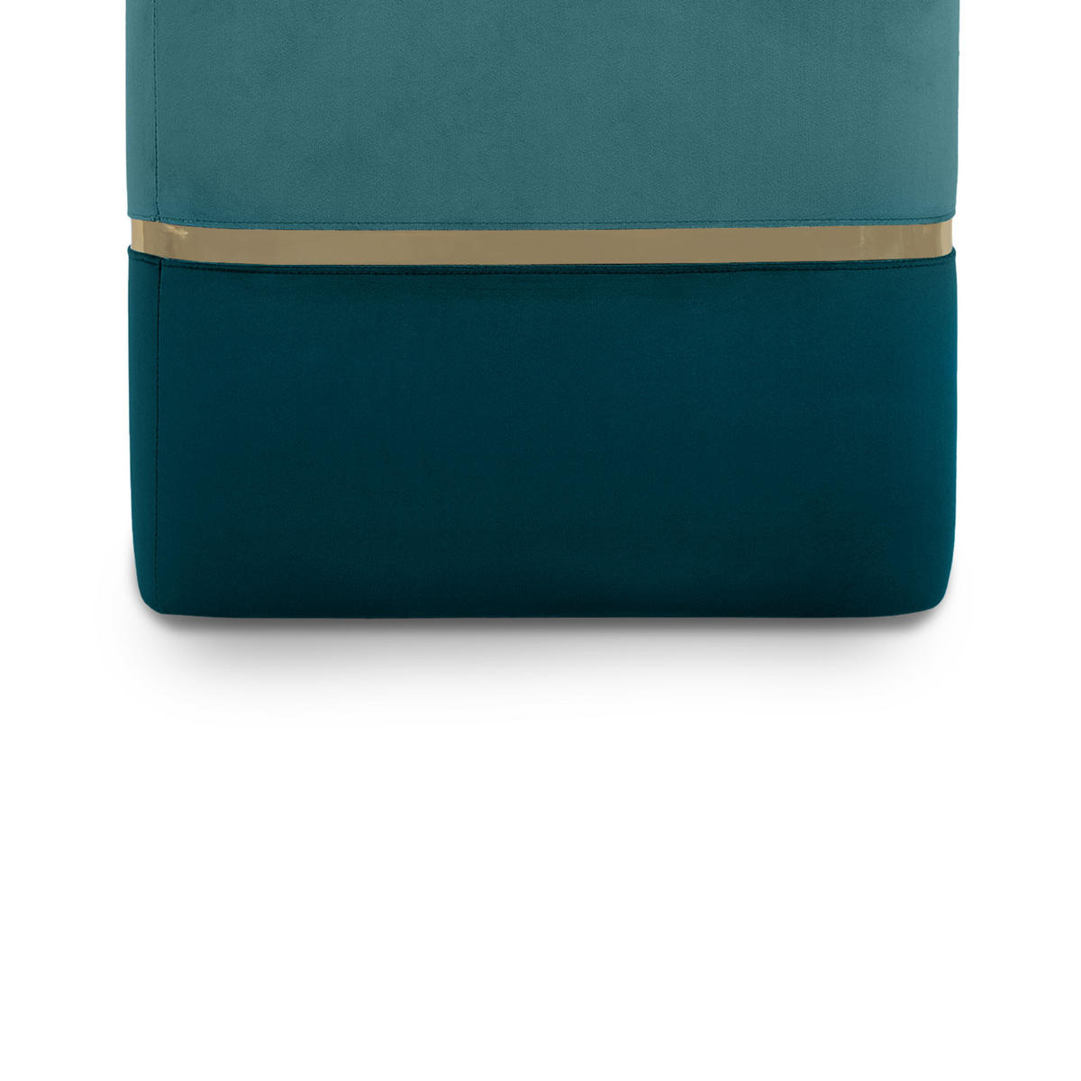 POUF Kate aus entenblauem Samt und goldenem Metall - Blau, Holzwerkstoff/Textil (50/45/50cm) - Sicaan