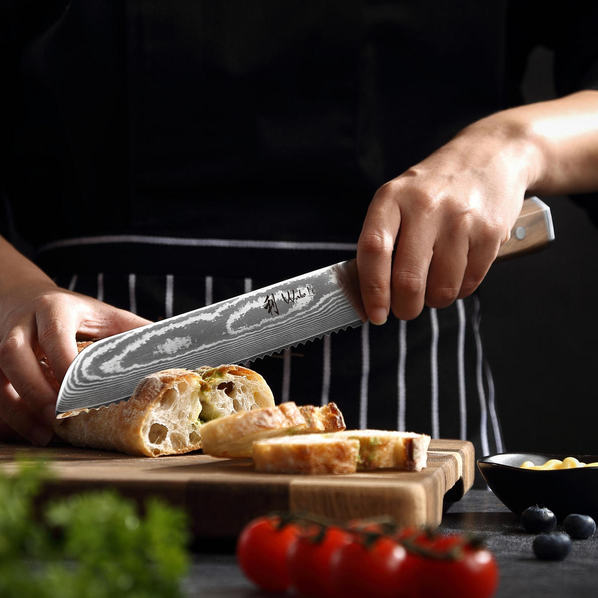 BROTMESSER 20 cm - Nussbaumfarben, Holz/Metall (33cm) - Wakoli