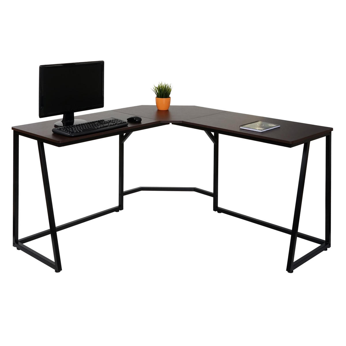 ECK-SCHREIBTISCH Dunkelbraun - Dunkelbraun, Metall (140/140/76cm) - MCW