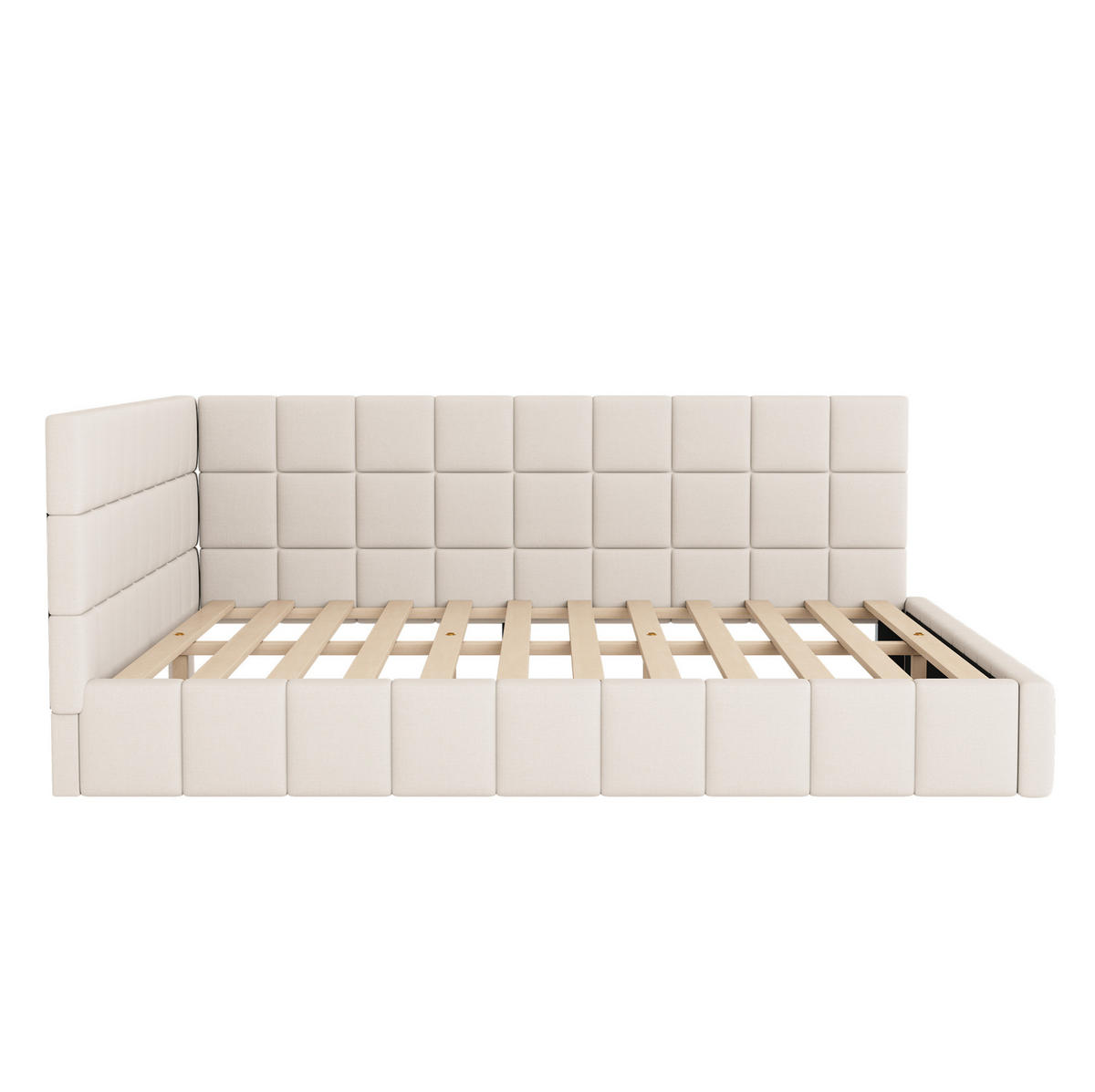 POLSTERBETT 160/200 cm Beige aus Samt mit Lattenrost und Rückenlehne - Beige, Textil (160/200cm) - Flora Grace
