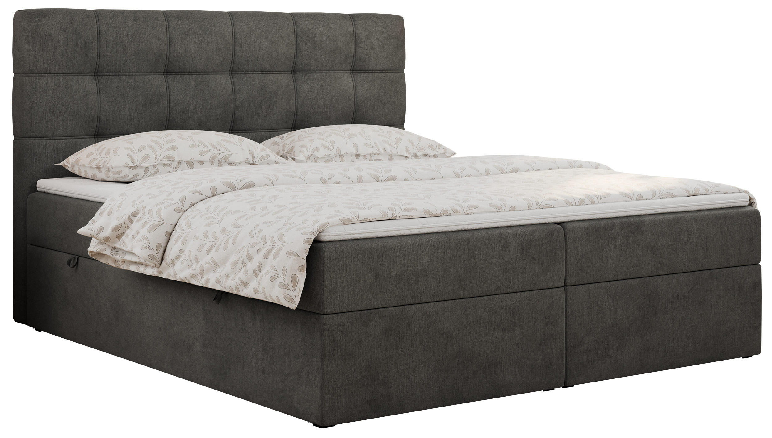 BOXBETT ERNI 160/200 - Dunkelgrau Velvet - H3 - Dunkelgrau, Holz/Textil (160/200cm) - MKS