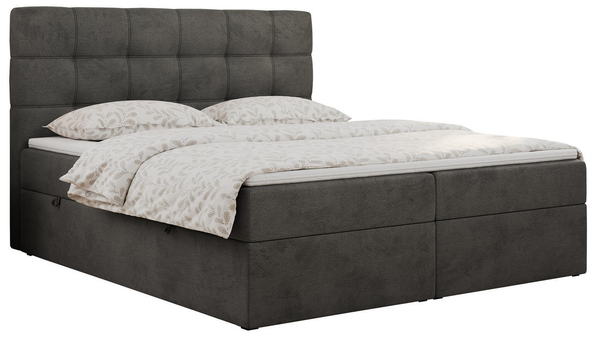 BOXBETT ERNI 120/200 - Dunkelgrau Velvet - H3 - Dunkelgrau, Holz/Textil (120/200cm) - MKS