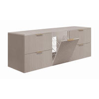 BADMÖBEL-SET MIT WÄSCHEKORB: Kaschmir, Griffe Gold, 160 x 46 x 57 cm - Kaschmir/Goldfarben, Holzwerkstoff (160/57/46cm) - 3XE LIVING