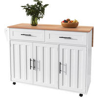 KÜCHENINSEL mit Klapptischplatte 129 x 71 x 91,5 cm MDF Weiß - Weiß, Holz (46/91.5/129cm) - Beauniv
