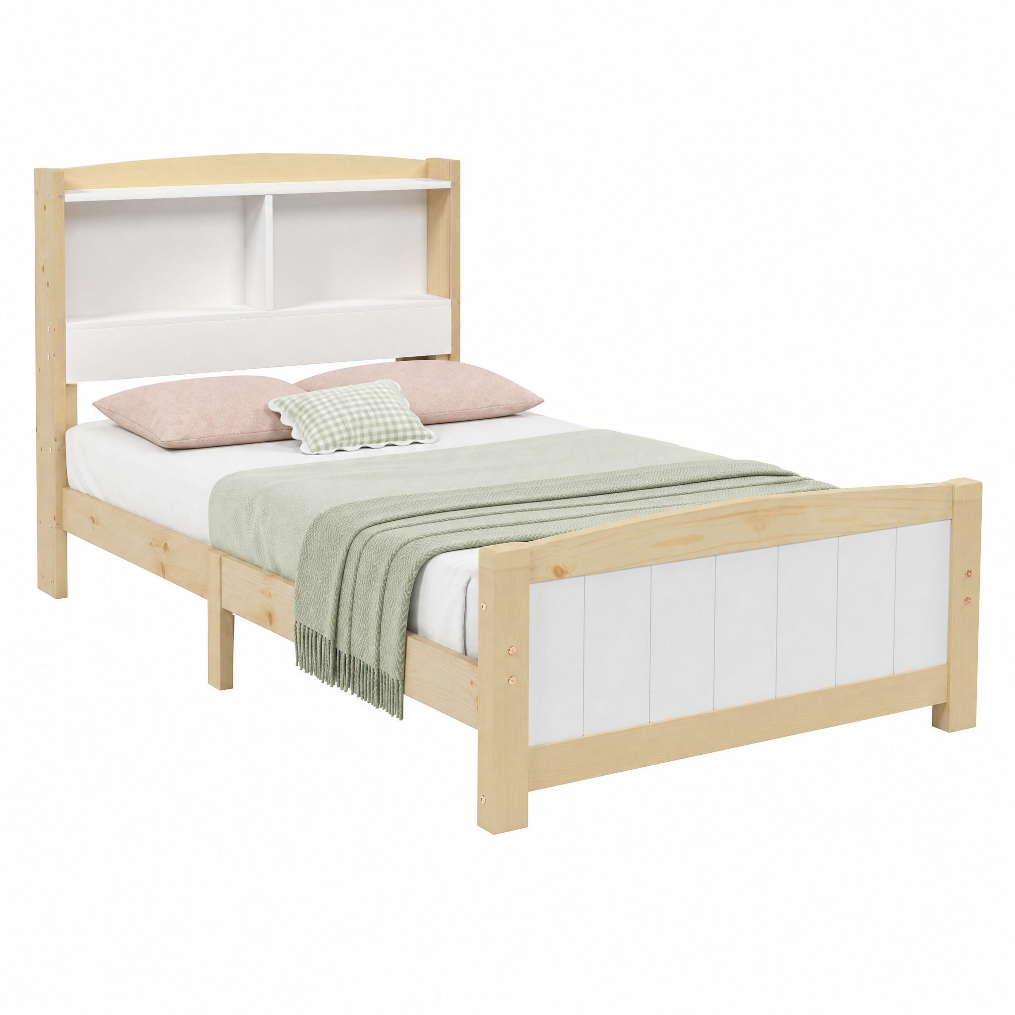 BETT mit Stauraum-Kopfteil 90x200 cm Massivholz Weiß - Weiß, Holz (90/200cm) - Meubliv