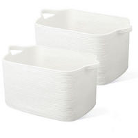 WÄSCHEKORB 2-teiliges Set Baumwolle Weiß 63L - Weiß, Textil (38/30/55cm)