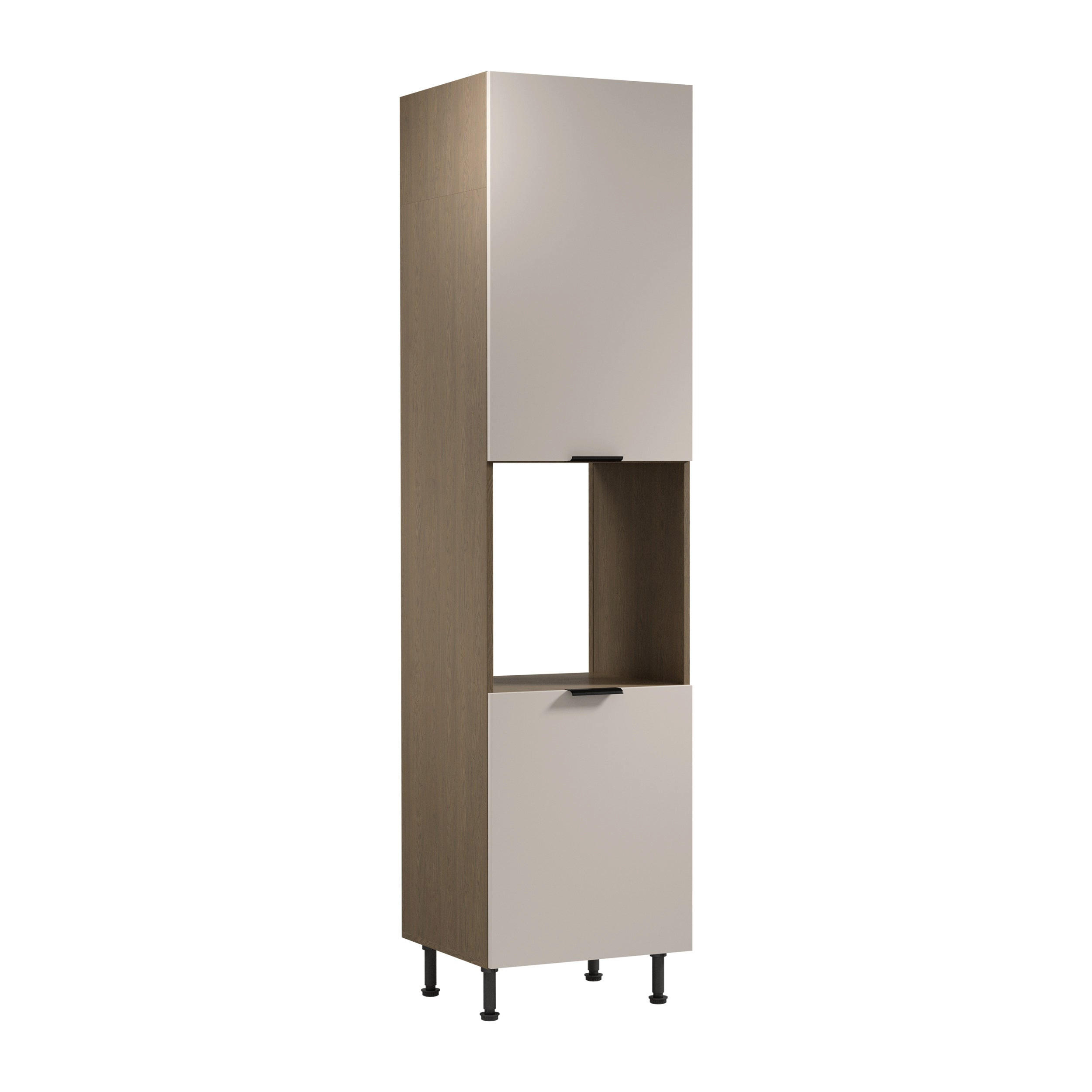 Royal24_Markt Mikrowellenumbauschrank Eiche, Beige 60x247x58 cm