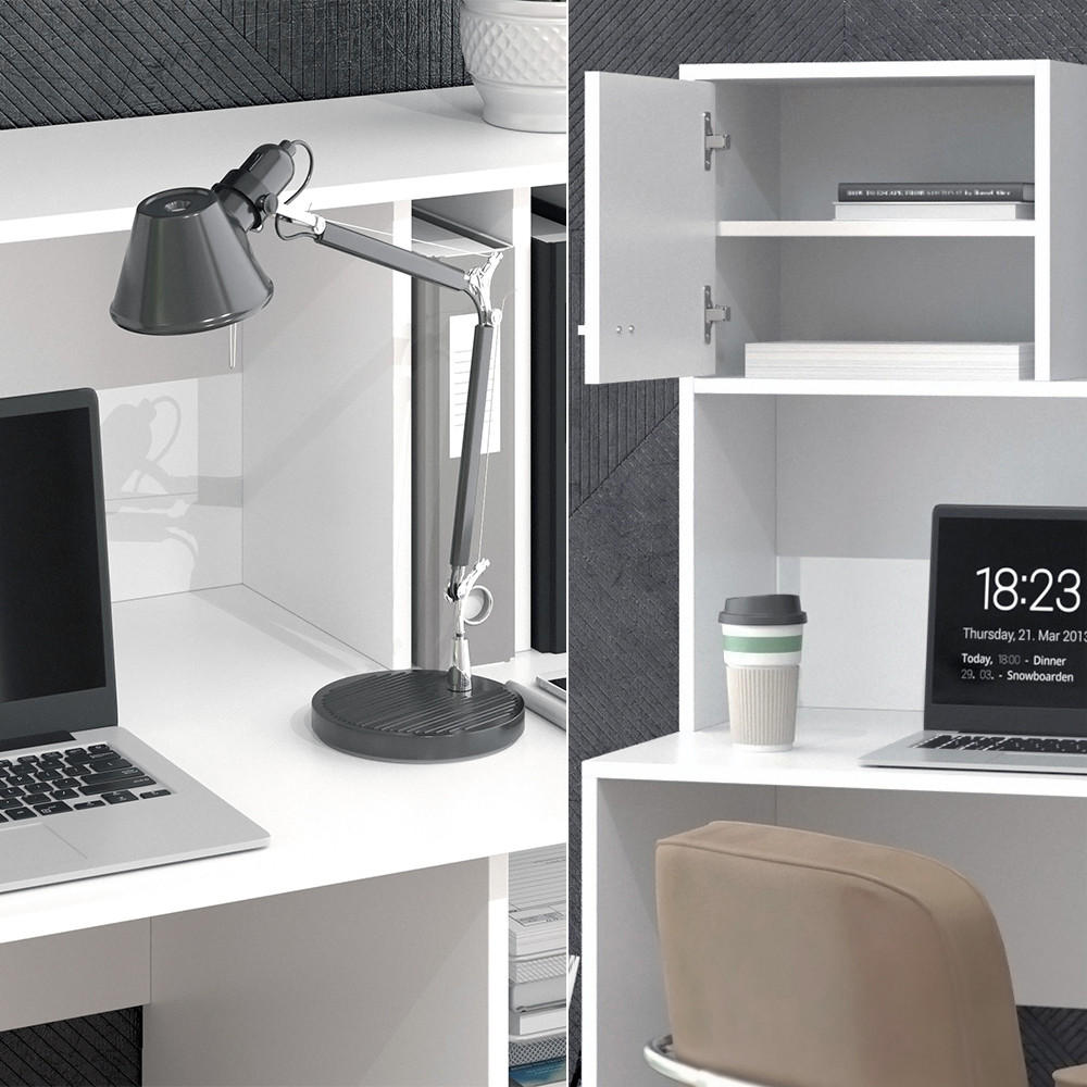 SCHREIBTISCH Alwin Weiß 115 x 55 cm mit 2 Türen - Weiß, Holzwerkstoff (55/115/76.4cm) - Vicco