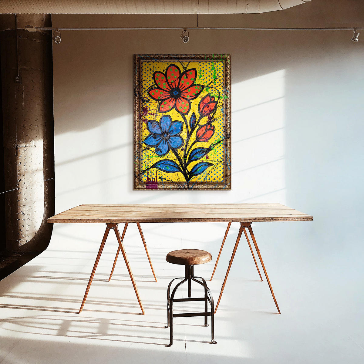 GEMÄLDE Blütenrausch Schattenfugenrahmen Gold 120x80 cm - Goldfarben, Holz (120/80cm) - YS-art gallery