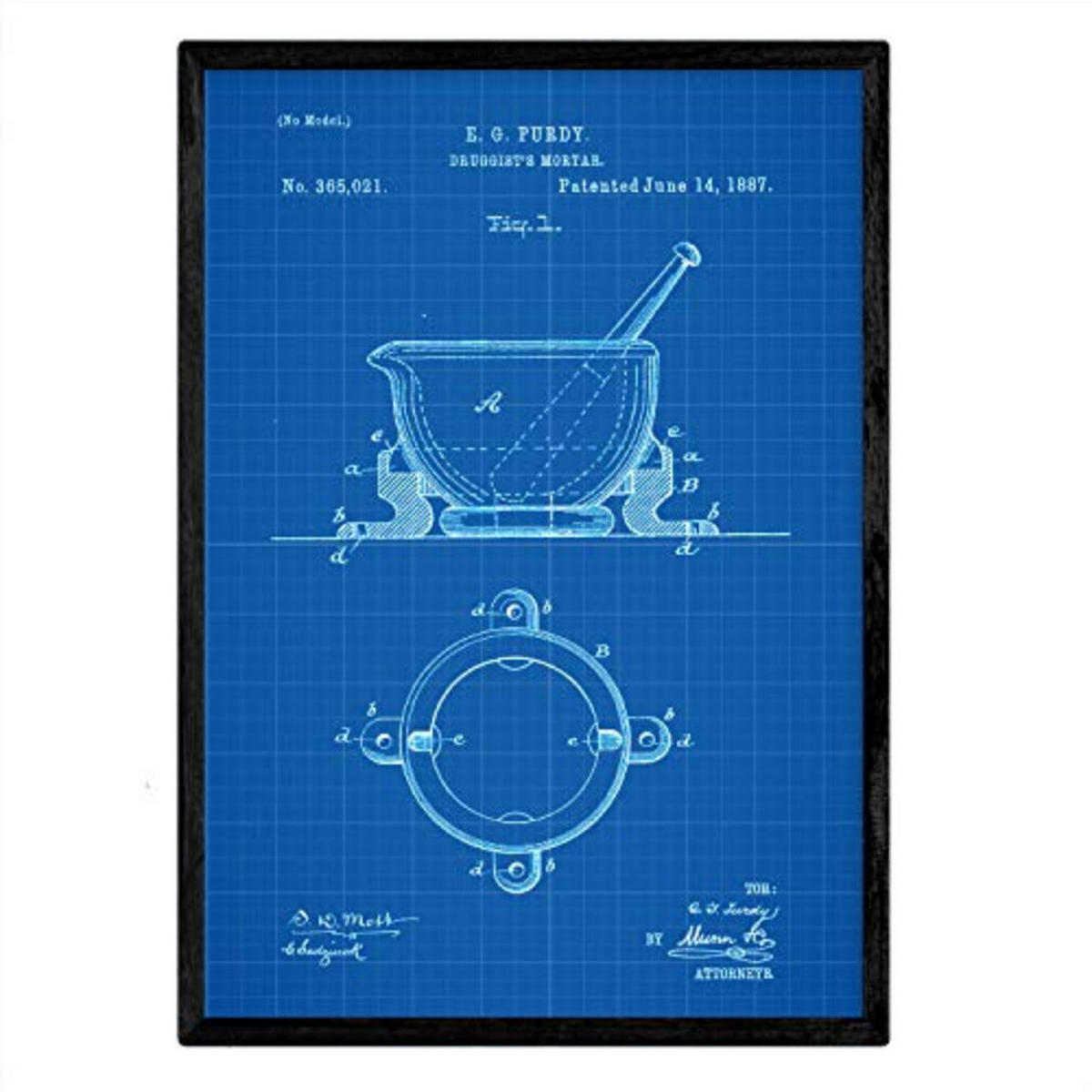 POSTER Apotheke Mörser Patent A3 Rahmenlos - Klar, Papier (29.7/5/42cm) - Nacnic