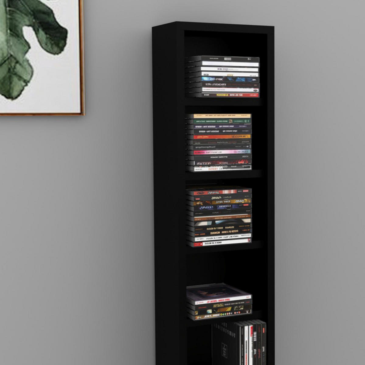 CD-REGAL Schwarz 21 x 91.8 cm - Schwarz, Holzwerkstoff (21/91.8/20cm) - Vicco