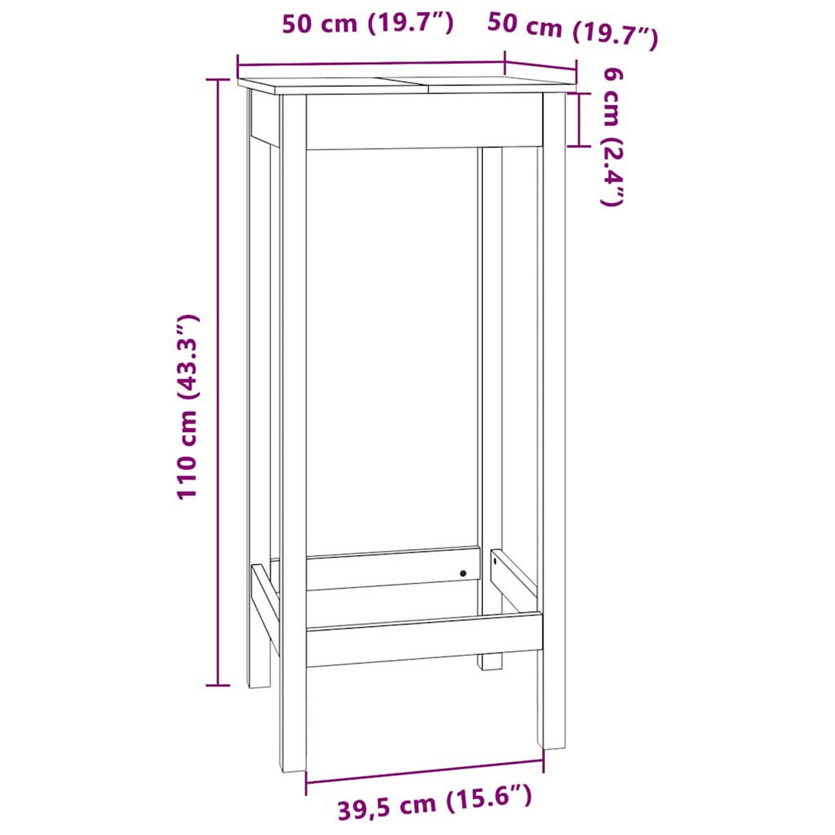 BARTISCH Weiss 50/50/110 Cm Massivholz Kiefer - Weiß, Holz (50/50/110cm) - vidaXL