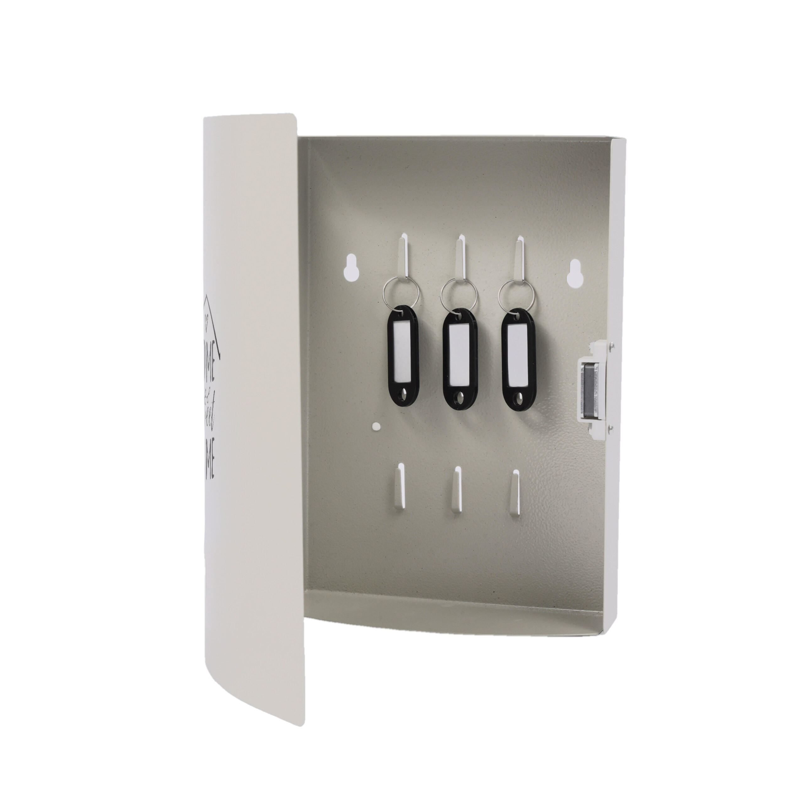 CASETA Alba metal cu inchidere magnetica pentru 9 chei