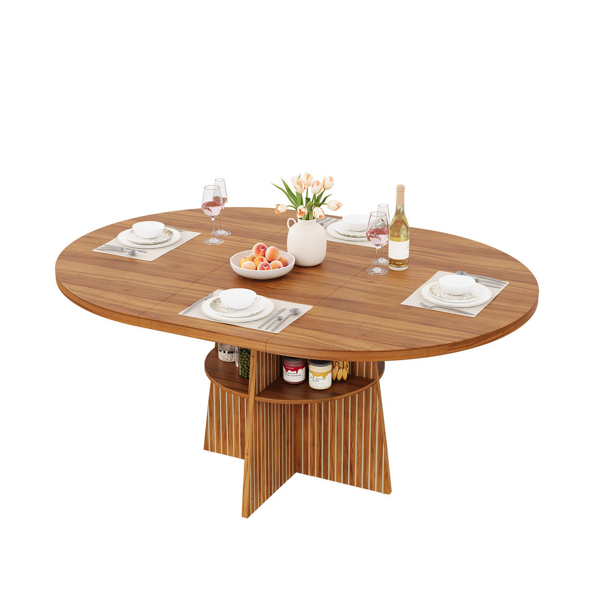 ESSTISCH ausziehbar 110-150 cm mit Ablagefläche DE-39851 Walnussoptik - Walnussfarben, Holzwerkstoff (110/110/77.5cm) - ComfortXL